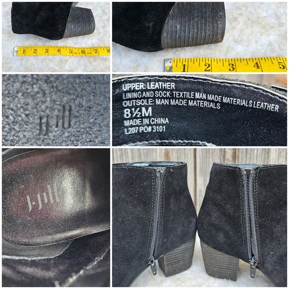 Black Ankle Booties J. JILL Size 8.5 Suede Leather Zip Heeled Boots Side Zip - Picture 7 of 13
